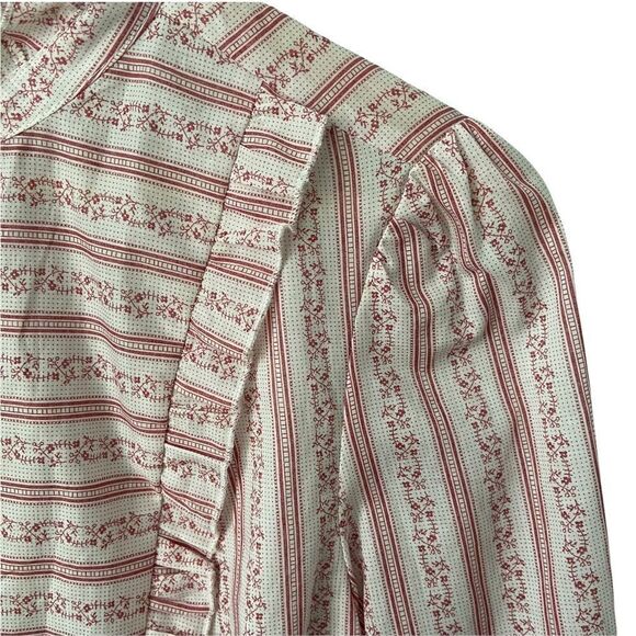 NWT The Korner Front Button Ruffle Cottage Long Sleeve Blouse in Size Small - Picture 7 of 11